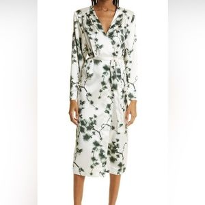 Rotate long sleeve floral print wrap midi dress